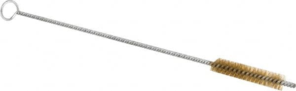 Schaefer Brush - 3" Long x 1/2" Diam Brass Long Handle Wire Tube Brush - Single Spiral, 27" OAL, 0.006" Wire Diam, 0.17" Shank Diam - A1 Tooling