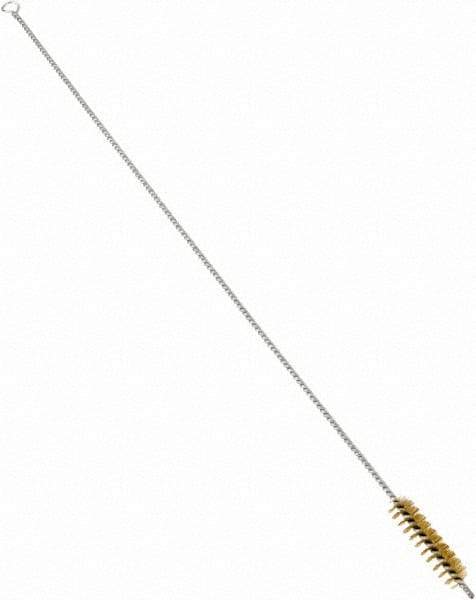 Schaefer Brush - 3" Long x 3/4" Diam Brass Long Handle Wire Tube Brush - Single Spiral, 27" OAL, 0.006" Wire Diam, 3/8" Shank Diam - A1 Tooling