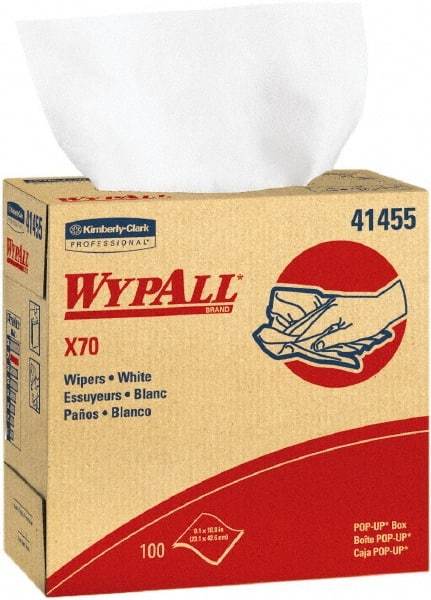 WypAll - X70 Dry Shop Towel/Industrial Wipes - Pop-Up, 16-3/4" x 9" Sheet Size, White - A1 Tooling