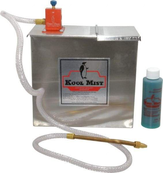 Kool Mist - 1 Outlet, 1 Gal Tank Capacity, Stainless Steel Tank Mist Coolant System - 4' Coolant Line Length, 6" Hose Length, 5/16" Nozzle Diam - A1 Tooling