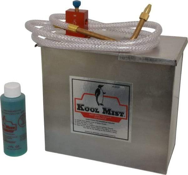 Kool Mist - 1 Outlet, 1 Gal Tank Capacity, Stainless Steel Tank Mist Coolant System - 4' Coolant Line Length, 6" Hose Length, 5/16" Nozzle Diam - A1 Tooling