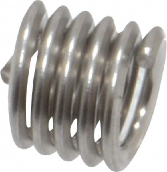 Recoil - #10-24 UNC, 0.285" OAL, Free Running Helical Insert - 5 Free Coils, Tanged, Stainless Steel, Bright Finish, 1-1/2D Insert Length - Exact Industrial Supply