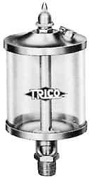 Trico - 1 Outlet, Glass Bowl, 1 Ounce Manual-Adjustable Oil Reservoir - 1/8 NPT Outlet, 1-5/8" Diam x 5-11/16" High - A1 Tooling