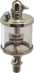 Trico - 1 Outlet, Glass Bowl, 2.5 Ounce Manual-Adjustable Oil Reservoir - 1/4 NPT Outlet, 2-1/8" Diam x 5-7/16" High - A1 Tooling