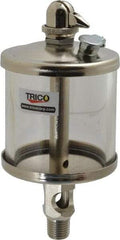 Trico - 1 Outlet, Glass Bowl, 5 Ounce Manual-Adjustable Oil Reservoir - 1/4 NPT Outlet, 2-5/8" Diam x 6-1/16" High - A1 Tooling