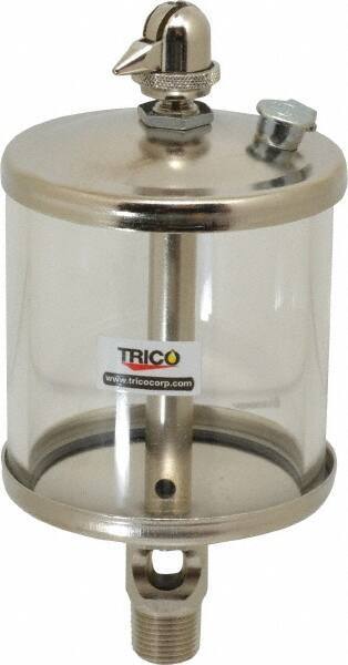 Trico - 1 Outlet, Glass Bowl, 10 Ounce Manual-Adjustable Oil Reservoir - 3/8 NPT Outlet, 3-1/8" Diam x 6-13/16" High - A1 Tooling