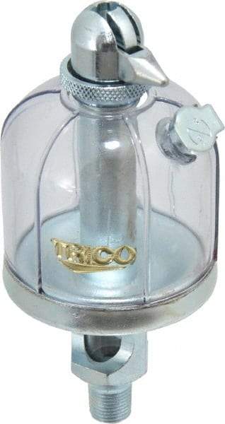 Trico - 1 Outlet, Acrylic Bowl, 2 Ounce Manual-Adjustable Oil Reservoir - 1/8 NPT Outlet, 1-15/16" Diam x 4-1/2" High - A1 Tooling