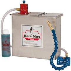 Kool Mist - 1 Outlet, 3 Gal Tank Capacity, Stainless Steel Tank Mist Coolant System - 4' Coolant Line Length, 18" Hose Length, 5/16" Nozzle Diam - A1 Tooling