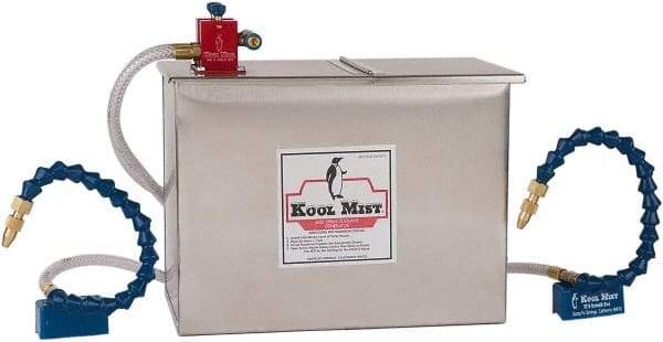 Kool Mist - 4 Outlet, 3 Gal Tank Capacity, Stainless Steel Tank Mist Coolant System - 4' Coolant Line Length, 18" Hose Length, 5/16" Nozzle Diam - A1 Tooling