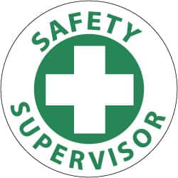 NMC - Safety Supervisor, Hard Hat Label - Green on White, 2" Thick, For Accident Prevention - A1 Tooling