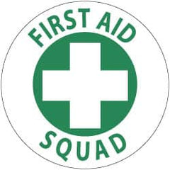 NMC - First Aid Squad, Hard Hat Label - Green on White, 2" Thick, For Accident Prevention - A1 Tooling