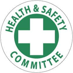 NMC - Health & Safety Committee, Hard Hat Label - Green on White, 2" Thick, For Accident Prevention - A1 Tooling