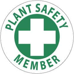 NMC - Plant Safety Member, Hard Hat Label - Green on White, 2" Thick, For Accident Prevention - A1 Tooling