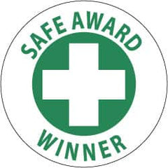 NMC - Safety Award Winner, Hard Hat Label - Green on White, 2" Thick, For Accident Prevention - A1 Tooling