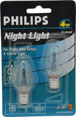 Philips - 4 Watt Incandescent Residential/Office Candelabra Screw Lamp - 2,700°K Color Temp, 16 Lumens, 120 Volts, Dimmable, C7, 3,000 hr Avg Life - A1 Tooling