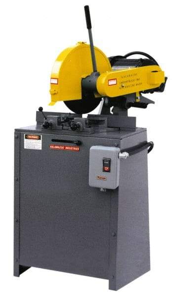 Kalamazoo - 14" Blade Diam, 1" Arbor Hole, Miter Chop & Cutoff Saw - 3 Phase, 4,400 RPM, 5 hp, 220/440 Volts, 2-1/2" in Solids at 90°, 2-1/2" in Solids at 45°, 3" in Pipe at 45° - A1 Tooling