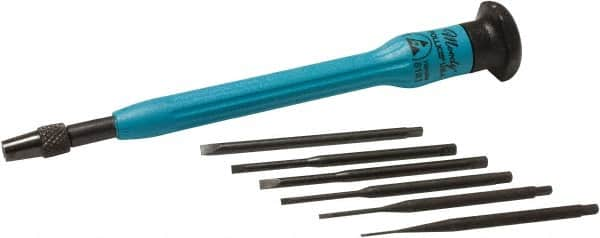 Moody Tools - 7 Piece Slotted Screwdriver Set - Round Shank, Single Handle, Blade Sizes: Width 0.025, 0.04, 0.055, 0.07, 0.08 & 0.1 - A1 Tooling