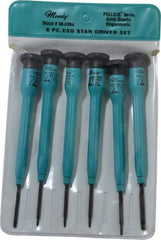 Moody Tools - 6 Piece Torx Screwdriver Set - Round Shank, Multi Handle, Bit Sizes: Torx T3, T4, T5, T6, IP8 & IP10 - A1 Tooling