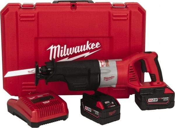 Milwaukee Tool - 28V, 0 to 2,000, 0 to 3,000 SPM, Cordless Reciprocating Saw - 1-1/8" Stroke Length, 15-7/8" Saw Length, 2 Lithium-Ion Batteries Included - A1 Tooling