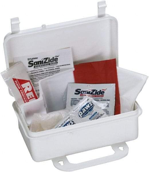 Medique - 10 Piece, 1 Person, Body Fluid Clean-Up First Aid Kit - 3-1/2" Wide x 2" Deep x 5" High, Plastic Case - A1 Tooling