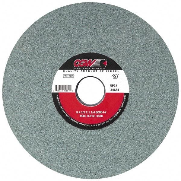 Camel Grinding Wheels - 7" Diam x 1-1/4" Hole x 3/4" Thick, I Hardness, 100 Grit Surface Grinding Wheel - Silicon Carbide, Type 5, Fine Grade, 3,760 Max RPM, Vitrified Bond, One-Side Recess - A1 Tooling