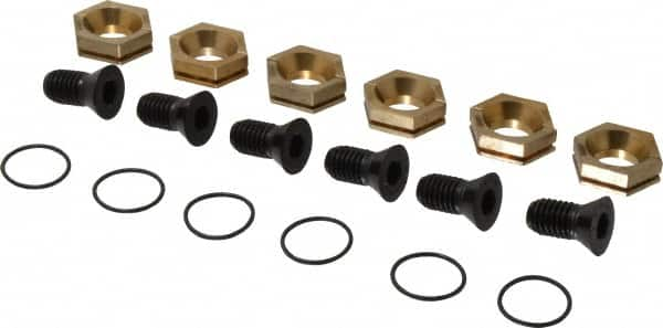 Kurt - 1-1/8" Aluminum Bronze Hex, 1/2-13 Stud Thread, Symmetrical Hex Clamp - 3/8" Hex Height, 2,600 Lb Holding Force, Alloy Steel Stud, 1.25" Long Thread, 83 Ft/Lb Torque, 6 Clamps - A1 Tooling