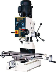 Rong Fu - 3 Phase, 20" Swing, Geared Head Mill Drill Machine - 28-3/4" Table Length x 8-1/4" Table Width, 18-1/8" Longitudinal Travel, 9" Cross Travel, 6 Spindle Speeds, 1 hp, 220 Volts - A1 Tooling