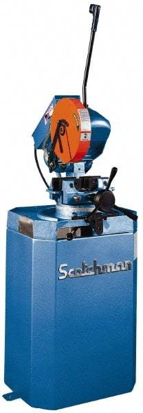 Scotchman - 2 Cutting Speeds, 10-3/4" Blade Diam, Cold Saw - 30 & 60 RPM Blade Speed, Floor Machine, 3 Phase, Compatible with Ferrous Material - A1 Tooling