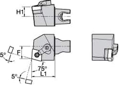 Kennametal - Right Hand Cut, Size KM25, CN.. Insert Compatiblity, External Modular Turning & Profiling Cutting Unit Head - 16mm Ctr to Cutting Edge, 30mm Head Length, Through Coolant, Series Kenloc - A1 Tooling