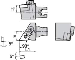 Kennametal - Left Hand Cut, Size KM25, DNMG 432 Insert Compatiblity, External Modular Turning & Profiling Cutting Unit Head - 16mm Ctr to Cutting Edge, 30mm Head Length, Through Coolant, Series Kenloc - A1 Tooling