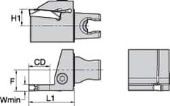 Kennametal - A4..05.. Insert, 35mm Head Length, 5mm Min Groove Width, Modular Grooving Cutting Unit Head - Right Hand Cut, System Size KM25, Series A4 - A1 Tooling