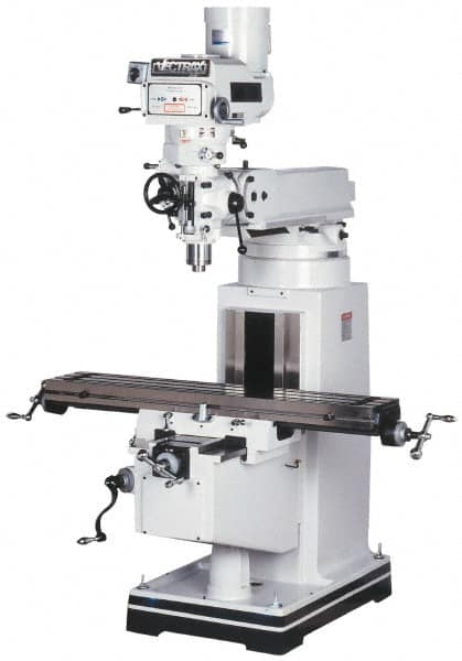 Vectrax - 9" Table Width x 49" Table Length, Variable Speed Pulley Control, 3 Phase Knee Milling Machine - R8 Spindle Taper, 3 hp - A1 Tooling