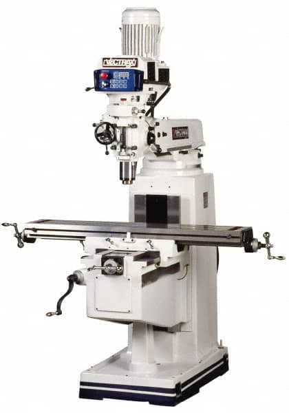 Vectrax - 10" Table Width x 54" Table Length, Electronic Variable Speed Control, 3 Phase Knee Milling Machine - NT40 Spindle Taper, 5 hp - A1 Tooling