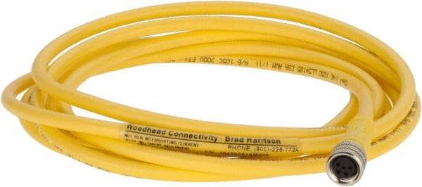 Brad Harrison - 3 Amp, M8 Female Straight to Pigtail Cordset Sensor and Receptacle - 60 VAC, 75 VDC, 2m Cable Length, IP68 Ingress Rating - A1 Tooling