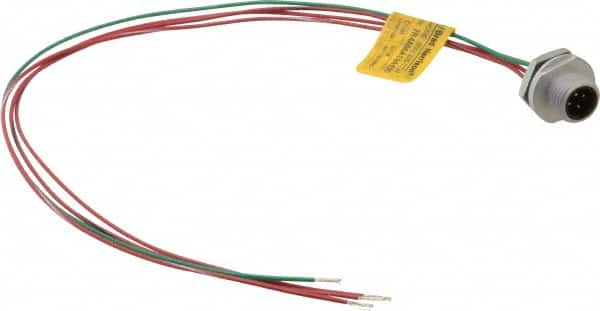 Brad Harrison - 4 Amp, 1/2-20 UNF Male Straight Receptacle - 250 VAC/VDC, 0.31m Cable Length, IP67 Ingress Rating - A1 Tooling