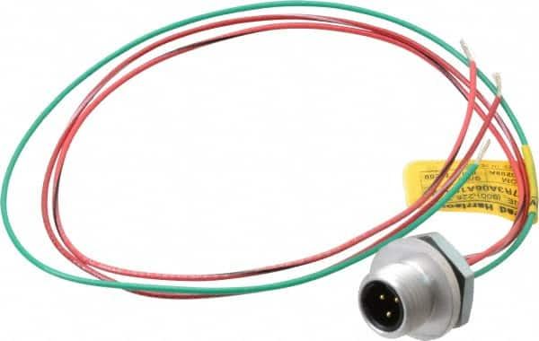 Brad Harrison - 4 Amp, 1/2-20 UNF Male Straight Receptacle - 250 VAC/VDC, 0.31m Cable Length, IP67 Ingress Rating - A1 Tooling