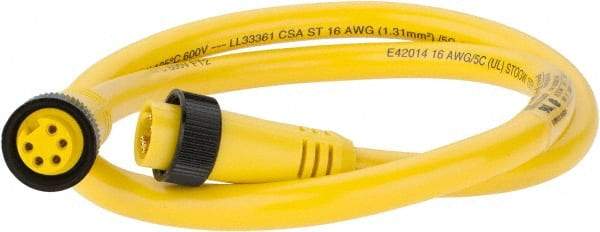 Brad Harrison - 8 Amp, Female Straight, Male Straight Cordset Sensor and Receptacle - 600 Volt, 0.91m Cable Length, IP67 Ingress Rating - A1 Tooling