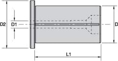 Kennametal - 9/16" ID x 1-1/4" OD, 1.417" Head Diam, Slotted Hydraulic Chuck Sleeve - Steel, 2.362" Length Under Head, Through Coolant - Exact Industrial Supply