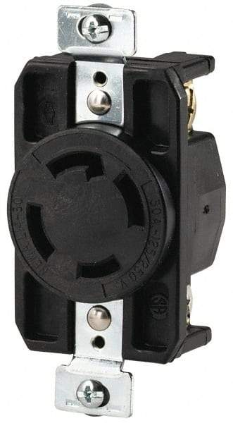 Cooper Wiring Devices - 125/250 VAC, 30 Amp, L14-30R NEMA, Self Grounding Receptacle - 3 Poles, 4 Wire, Female End, Black - A1 Tooling