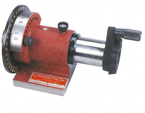 Suburban Tool - 5C Compatible, 36 Increment, Horizontal Spin Collet Indexer - 2-3/4" High Center, 1-1/8" Max Collet Capacity, 4-3/8" Wide x 9-11/16" Deep Base, 5-1/4" Overall Height, Manual Operation - A1 Tooling