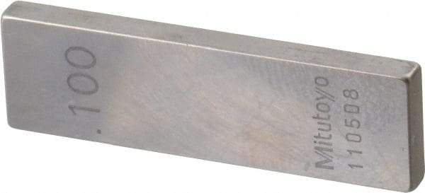 Mitutoyo - 0.1" Rectangular Steel Gage Block - Accuracy Grade 0, Includes Certificate of Inspection - A1 Tooling