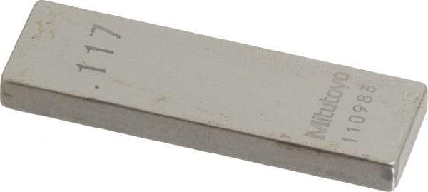 Mitutoyo - 0.117" Rectangular Steel Gage Block - Accuracy Grade 0, Includes Certificate of Inspection - A1 Tooling