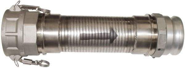 Kuriyama of America - 240" OAL, 3" ID, Flexible Metal Hose Assembly - 3" Fitting, Part A Adapter x Part D Coupler End Connections, Aluminum Fitting, 304 Stainless Steel Hose - A1 Tooling