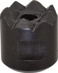 Fairlane - 10-32 Thread, 1/2" Diam, 1/2" High, Threaded, Coarse Tooth Grade Diamond Serration Tooth Pattern, High Speed Steel, Round Positioning Gripper - 3/16" Flat Width, Black Oxide Coated - A1 Tooling