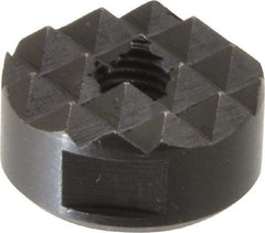 Fairlane - 1/4-28 Thread, 3/4" Diam, 3/8" High, Threaded, Coarse Tooth Grade Diamond Serration Tooth Pattern, High Speed Steel, Round Positioning Gripper - 3/16" Flat Width, Black Oxide Coated - A1 Tooling