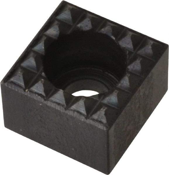 Fairlane - 1/2" Square, 3/8" High, #10 C Bore SHCS Size, Extra Fine Tooth Grade, Diamond Serration, High Speed Steel, Square Positioning Gripper - 0.03 x 45A° Chamfer, 1/4" Counterbore Depth, Black Oxide Finish - A1 Tooling