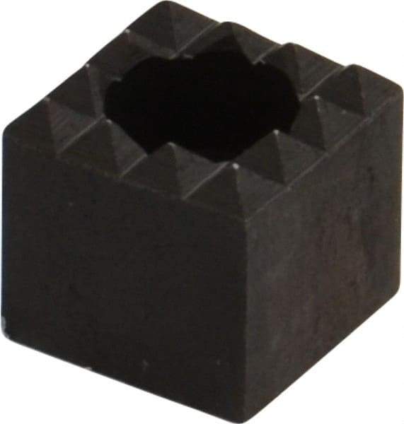 Fairlane - 1/2" Square, 1/2" High, #10 C Bore SHCS Size, Fine Tooth Grade, Diamond Serration, High Speed Steel, Square Positioning Gripper - 0.03 x 45A° Chamfer, 1/4" Counterbore Depth, Black Oxide Finish - A1 Tooling