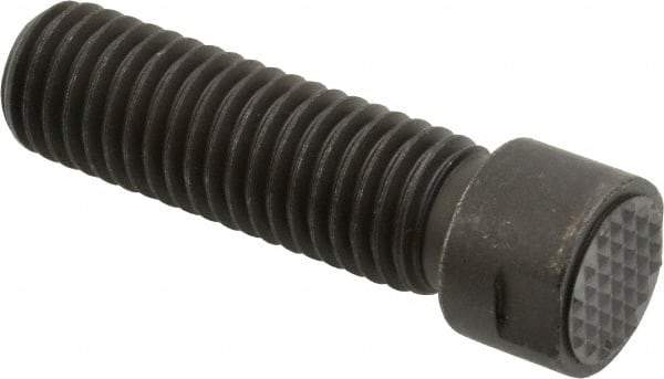 Fairlane - Serrated Tooth, 5/8-11, 1/4" Internal Hex, 2" Shank Length, 2" Thread Length, Black Oxide Finish, Round Head, Adjustable Positioning Gripper - 5/8" Pad Diam, 3/4" Hex, 1/4" Head Height, Extra Fine Tooth Grade - A1 Tooling