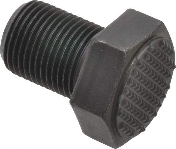 Fairlane - Serrated Tooth, 3/4-16, 1" Shank Length, 1" Thread Length, Black Oxide Finish, Hex Head, Adjustable Positioning Gripper - 1" Pad Diam, 1-1/8" Hex, 1/2" Head Height, Extra Fine Tooth Grade - A1 Tooling