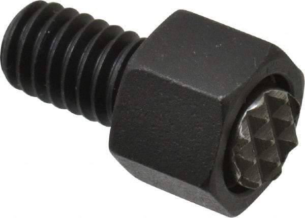 Fairlane - 5/16-18, 1/2" Thread Length, 5/16" Ball Diam, Serrated Ball Pad Surface, Alloy Steel, Black Oxide, Hex Head, Swivel Action Gripper Assemblies - 7/16" Head Height, 1/2" Hex, 5/16" Contact Diam, High Speed Steel Ball - A1 Tooling